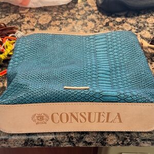 Consuela Turquoise Snakeskin Pouch